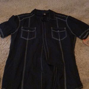 Black shirt sleeve button down